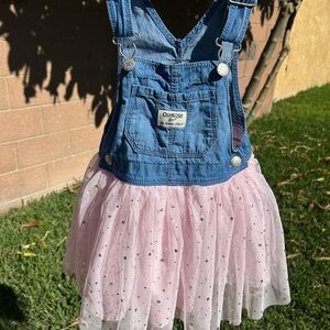 OshKosh B'gosh Denim and Pink Starry Overall Dress